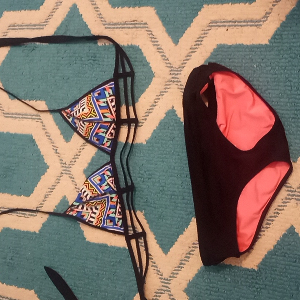 Victorias sercret pink triangle top and boy short bikini